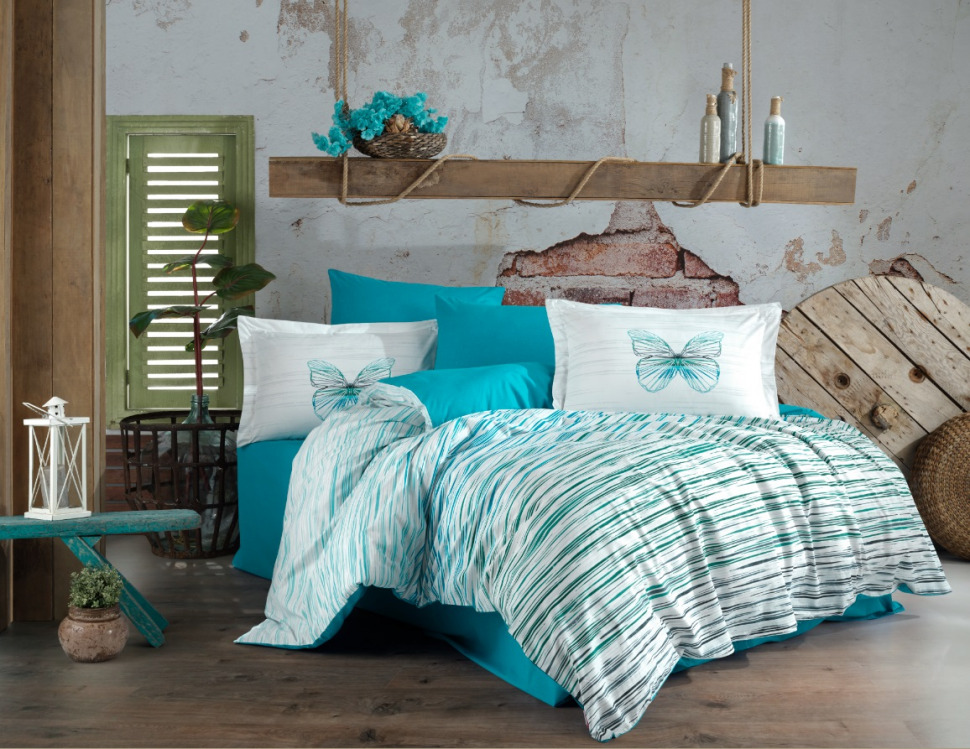 

Постельное белье Poplin Hobby Eldora бирюзовый евро