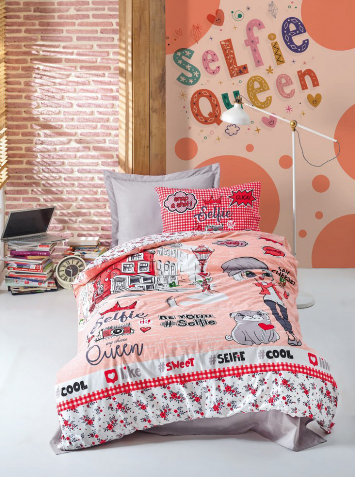 

Постельное белье подростковое Cotton Box Selfie kirmizi 160x220