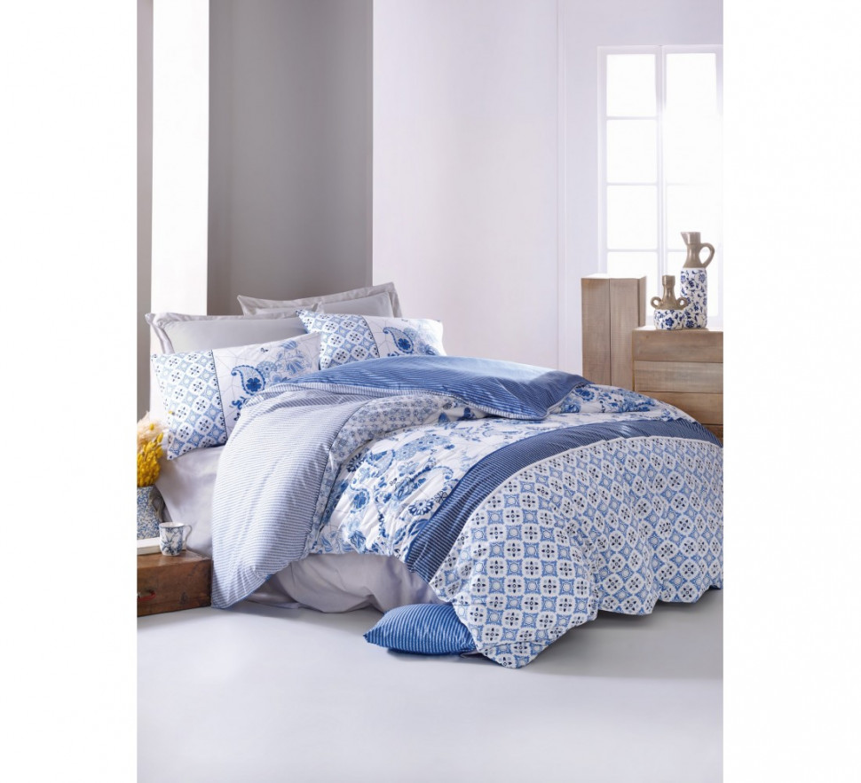 

Постельное белье ранфорс Cotton Box Milo mavi евро