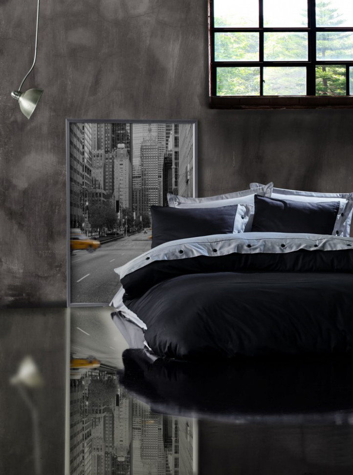 

Постельное белье черно-серое Cotton Box Fashion gri siyah евро