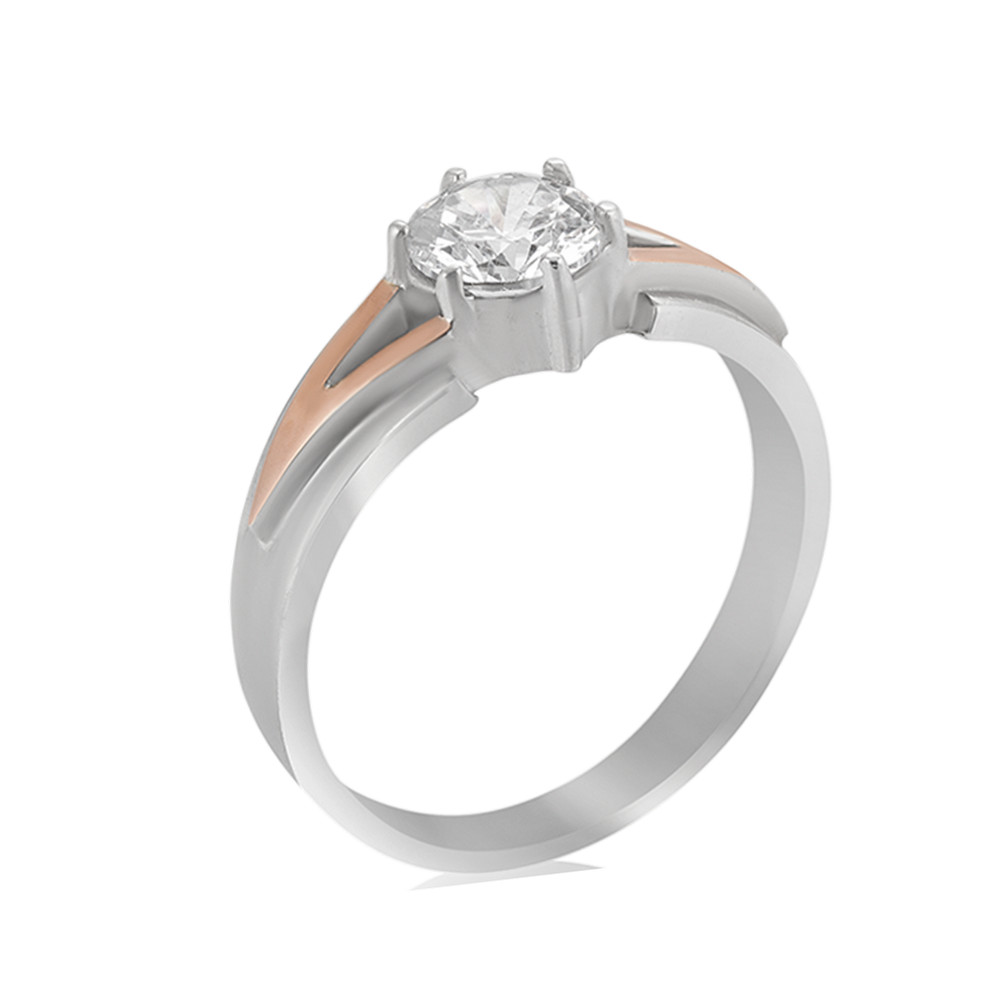 

Серебряное кольцо с золотом и куб. цирконием Klavdiya-10 GS-3455 р-17.5