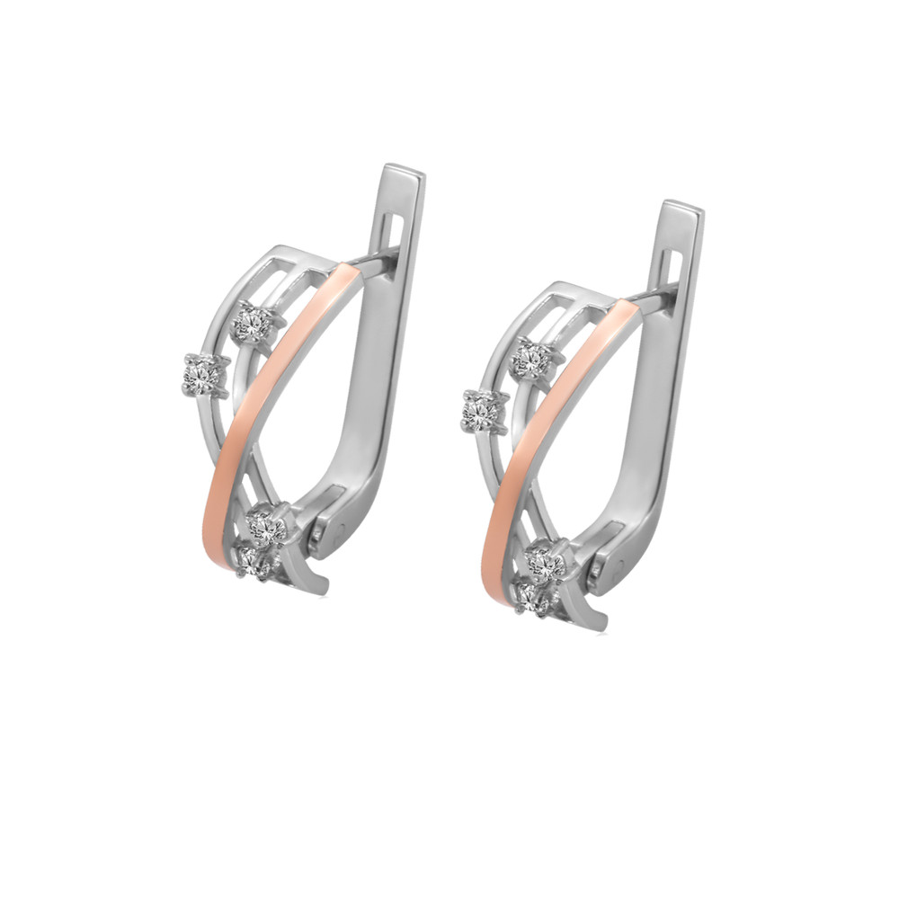 

Серебряные серьги с золотом и куб. цирконием Nimfa-10 GS-4317 р-