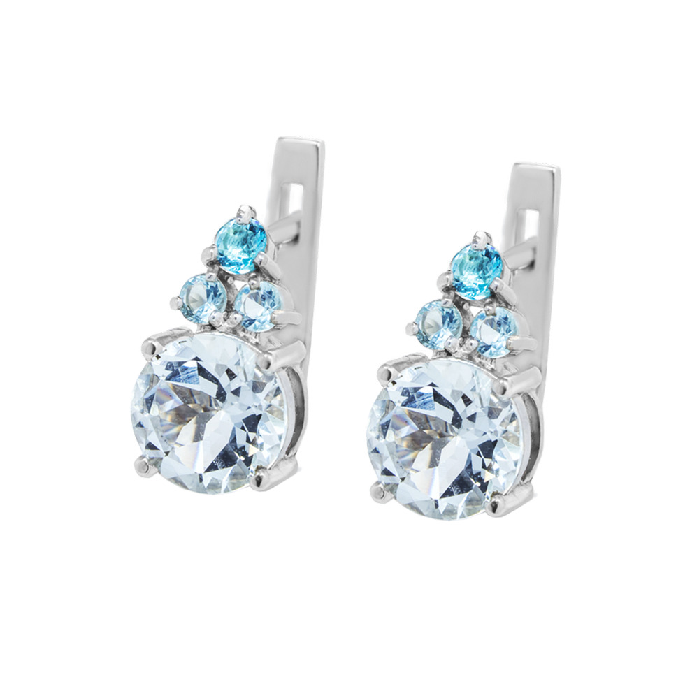 

Серебряные серьги с аквамарином и куб. цирконием 029-3610 GS-4156 р-