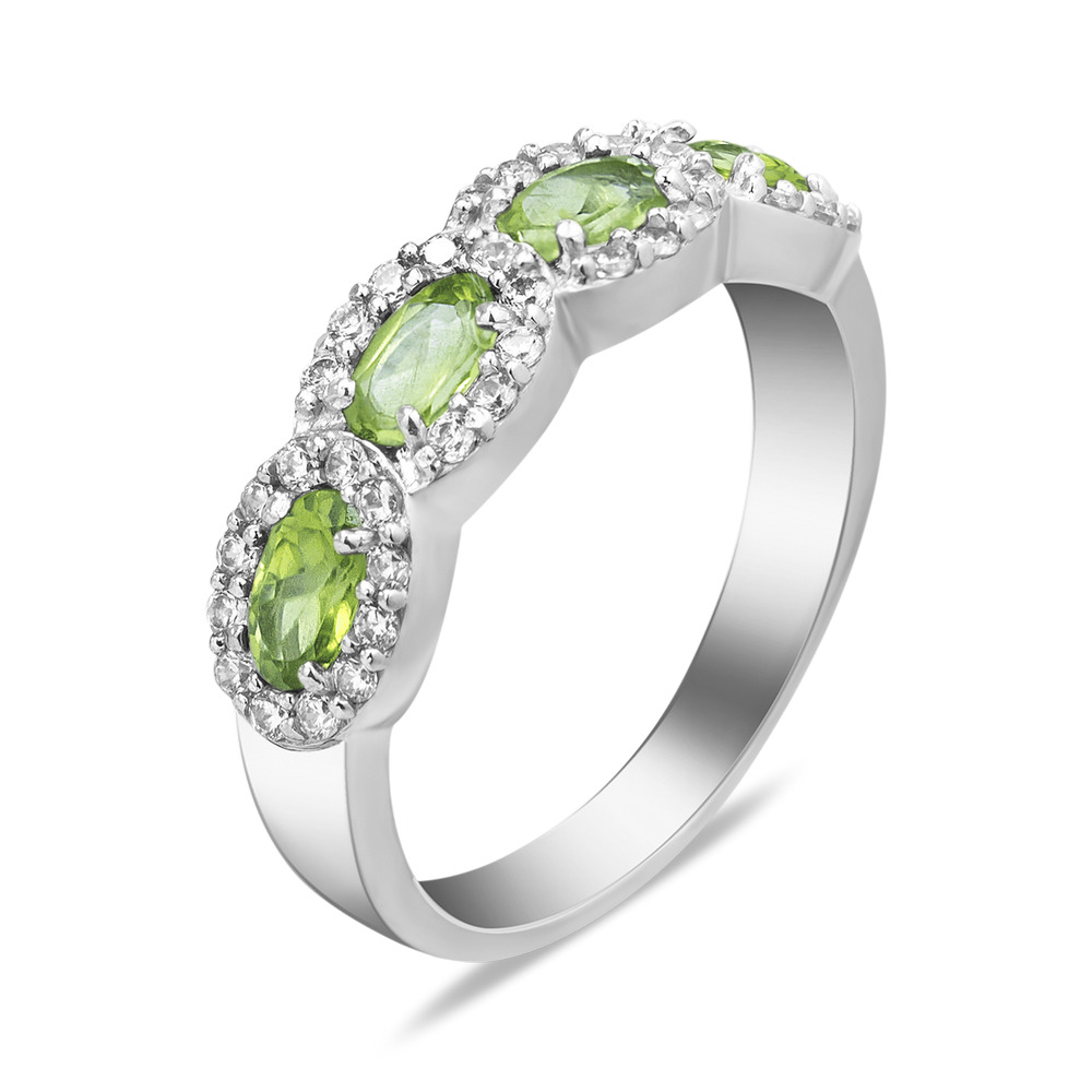 

Серебряное кольцо с перидотом и куб. цирконием 009-5310 GS-3270 р-18.5