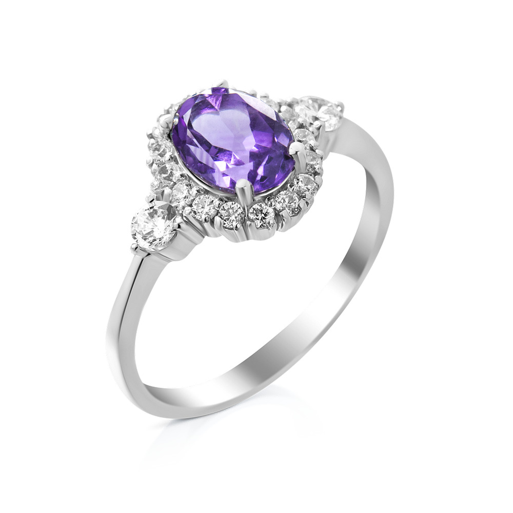 

Серебряное кольцо с аметистом и фианитами 014-6210 GS-3281 р-17.5