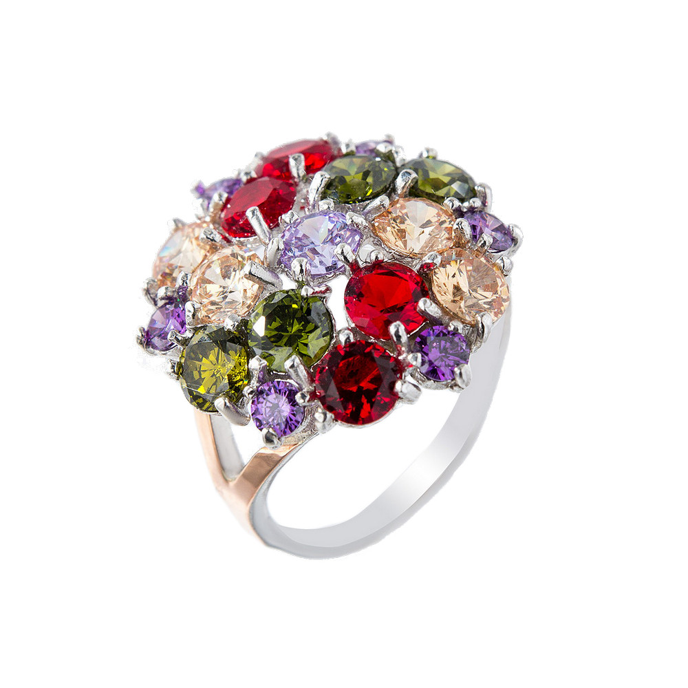 

Серебряное кольцо со вставками золота и циркония Brusnichka-4153746162 GS-4400 р-20