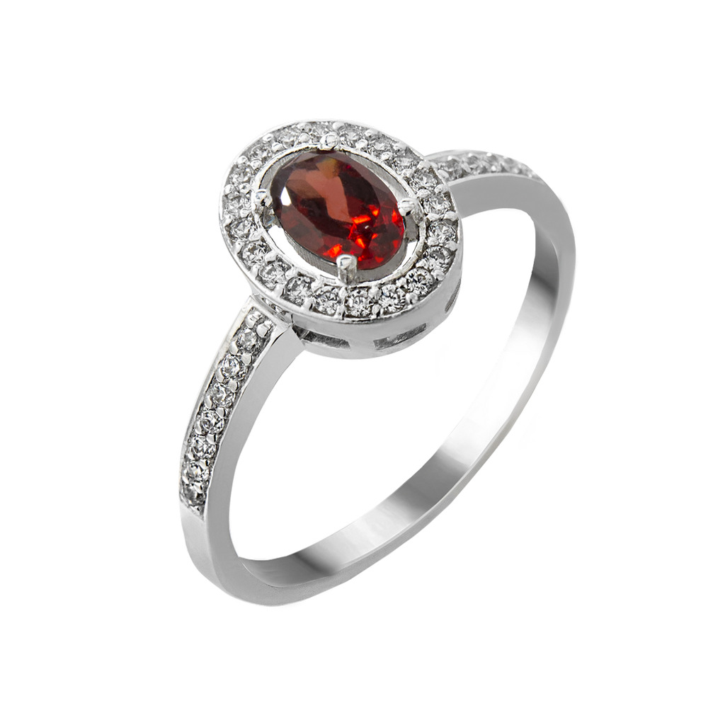 

Серебряное кольцо со вставками рубинами и фианита 087-4410 GS-4546 р-18.5