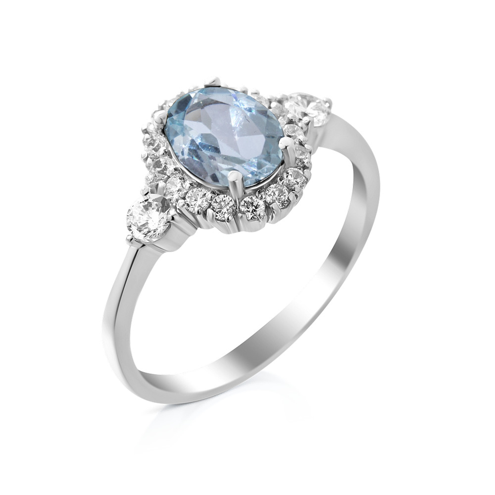

Серебряное кольцо со вставками скай топаза и фианита 014-3910 GS-4522 р-18