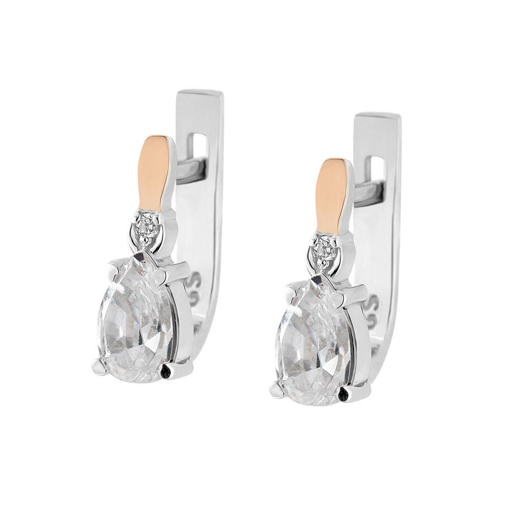 

Серебряные серьги со вставками золота и фианита Latina-10 GS-4615 р-