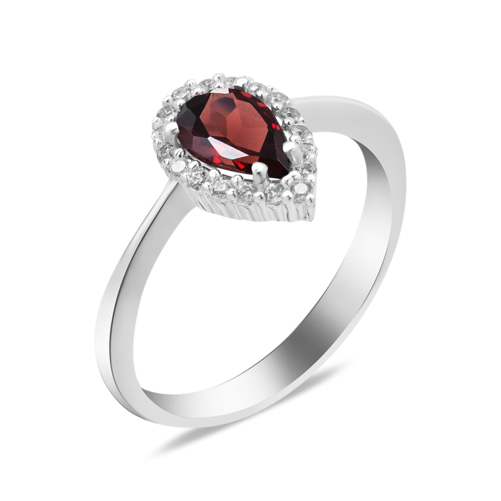 

Серебряное кольцо с гранатом и фианитами 011-4110 GS-3275 р-18