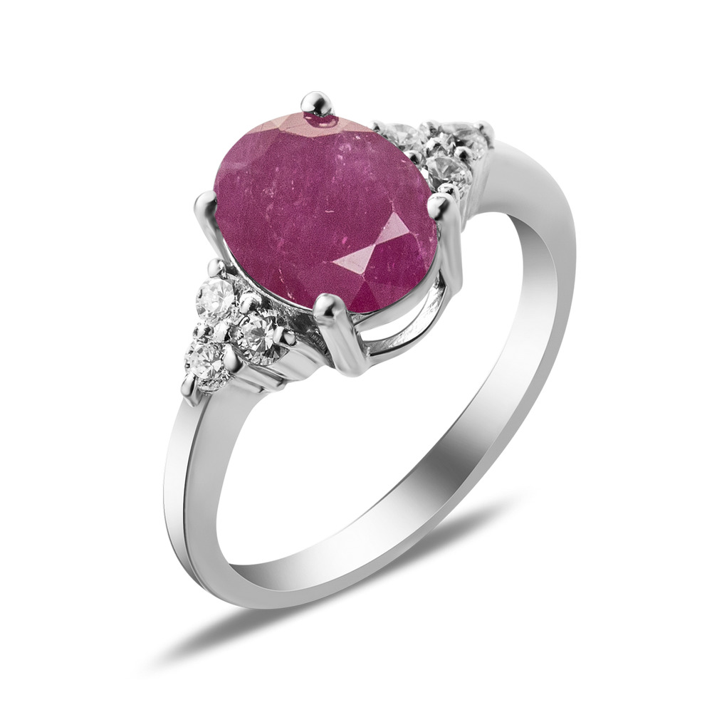 

Серебряное кольцо с рубином и куб. цирконием 021-4410 GS-3306 р-19