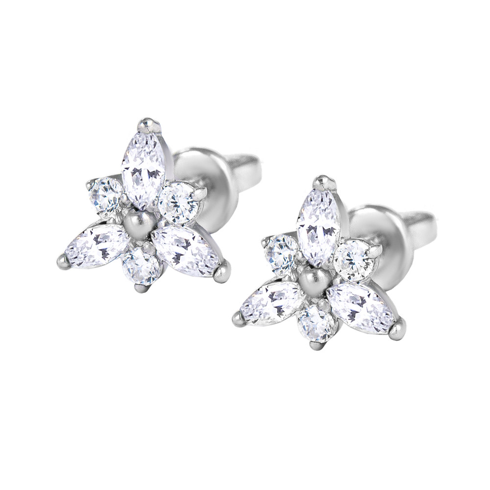 

Серебряные пуссеты со вставками куб. циркония S049-10 GS-4339 р-