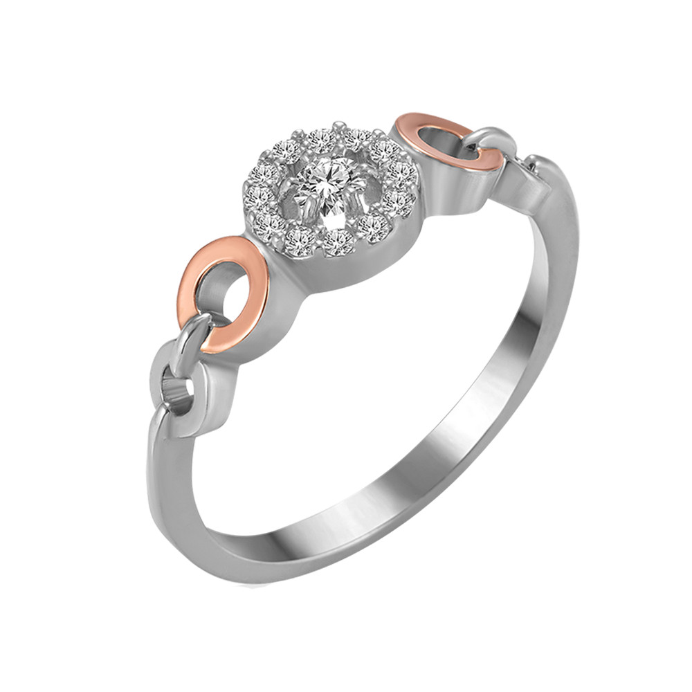 

Серебряное кольцо с золотом и куб. цирконием Saturn-10 GS-3506 р-17.5