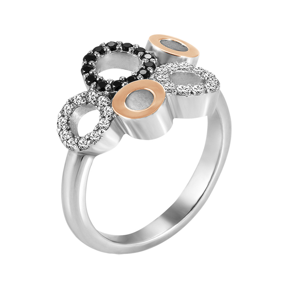 

Серебряное кольцо с золотом и куб. цирконием Sfera-1020 GS-3508 р-17.5
