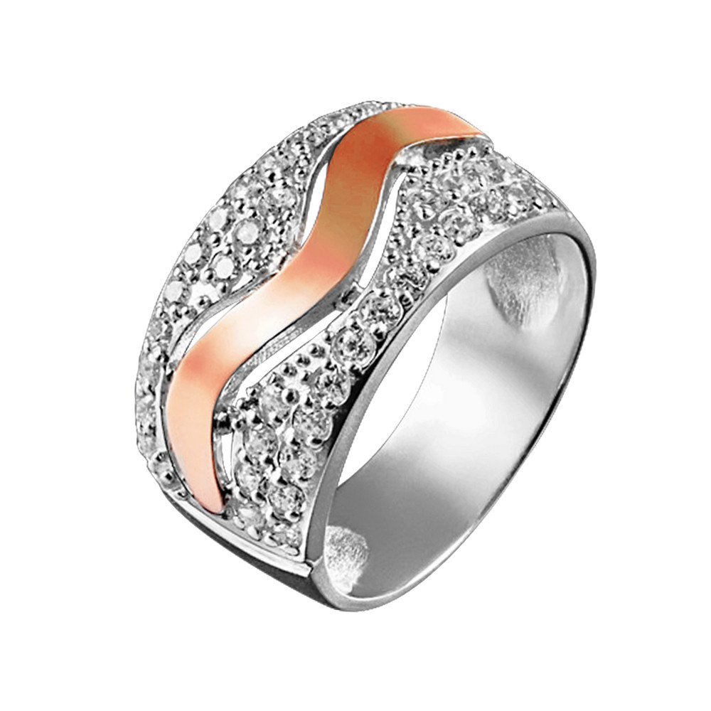 

Серебряное кольцо с золотом и куб. цирконием Verdzhiniya-10 GS-3517 р-18