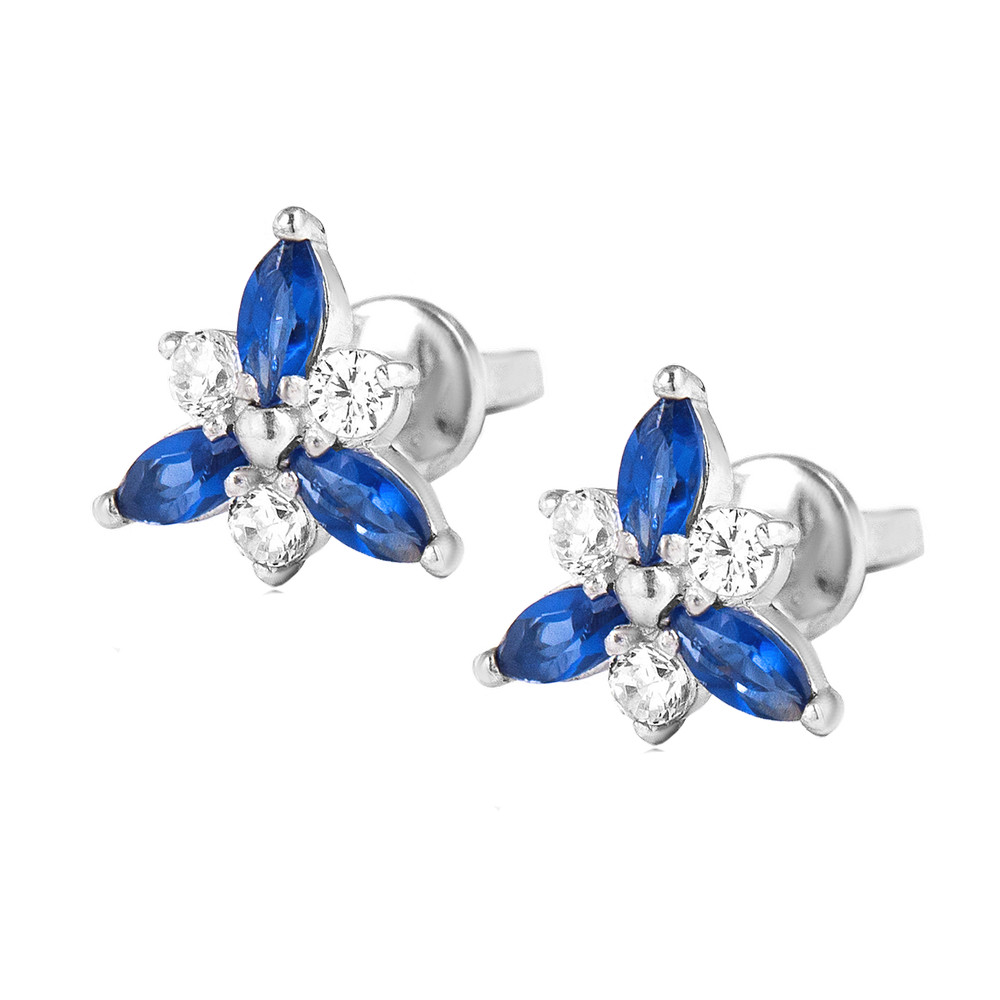 

Серебряные пуссеты со вставками куб. циркония S049-3110 GS-4341 р-