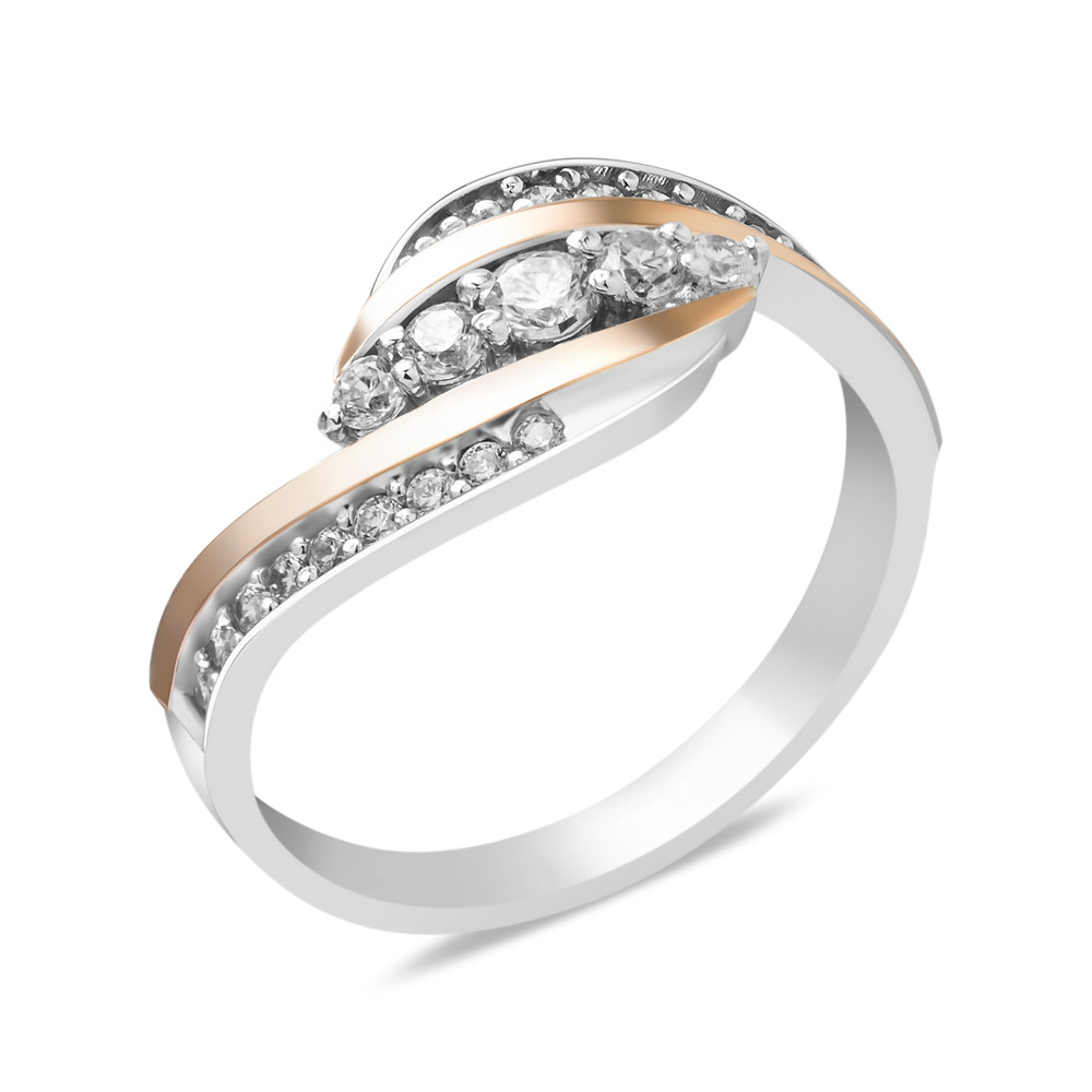 

Серебряное кольцо с золотом и куб. цирконием Feliti-10 GS-3435 р-17