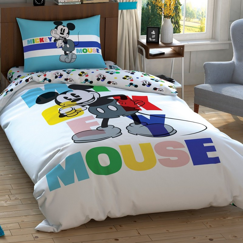 

Постельное белье Tac Disney - Mickey Colour Face 160*220 подростковый