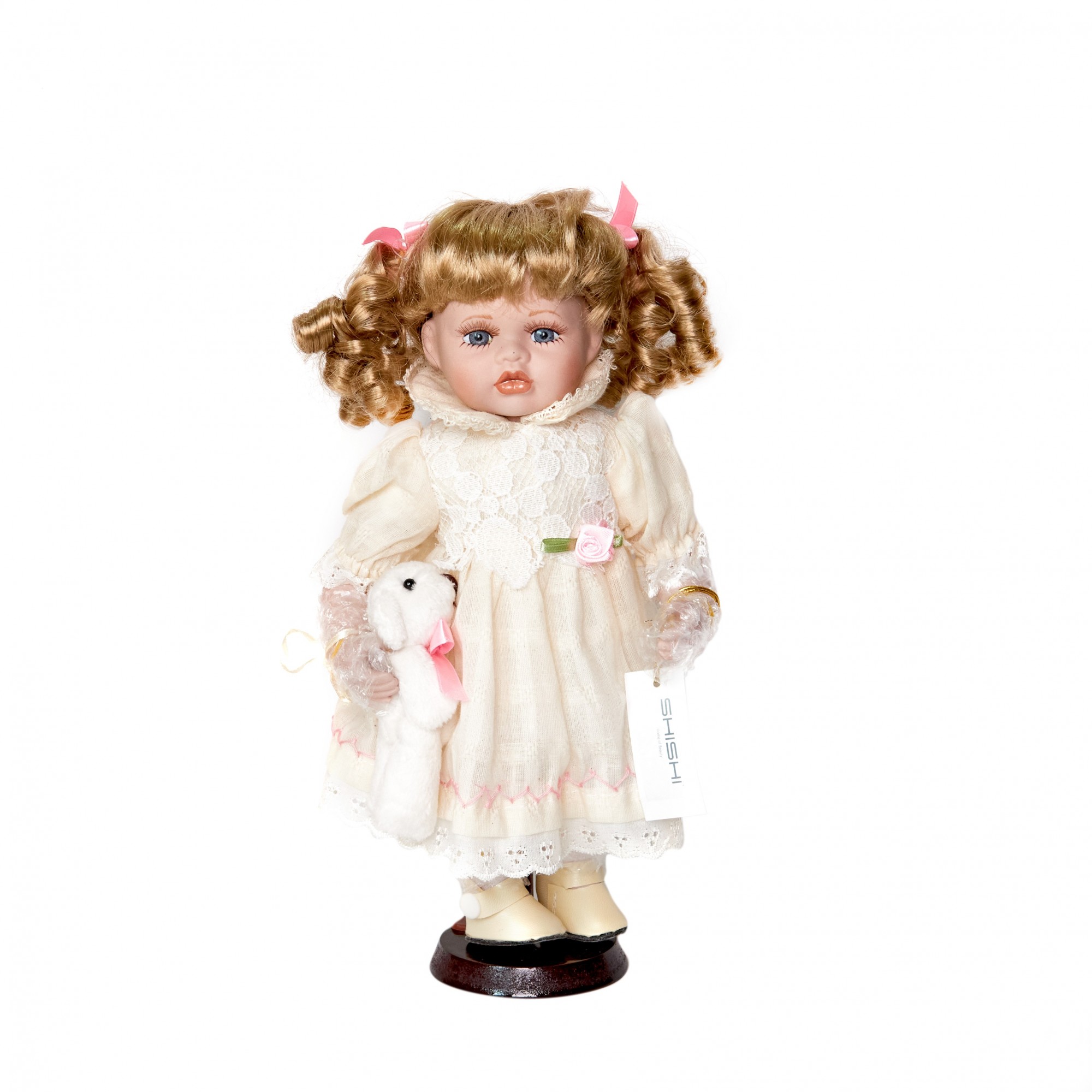 

Кукла фарфоровая декоративная Shishi "Девочка c игрушкой" h 32 cм