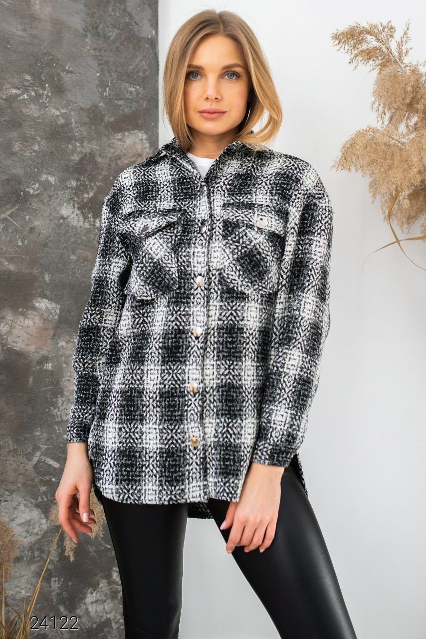 

Женская рубашка из букле с принтом в клетку Fоsаn, Нора черный-белый, Женская рубашка из букле с принтом в клетку Fоsаn, Нора черный-белый 42-46