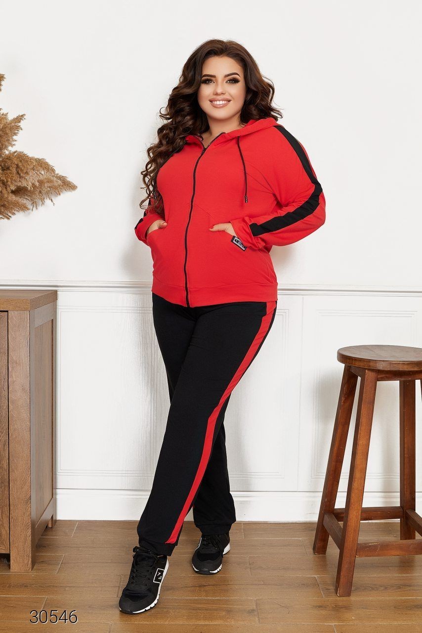 

Женский костюм из олимпийки с капюшоном и джоггеров Fоsаn, Марианна красный XL, Женский костюм из олимпийки с капюшоном и джоггеров Fоsаn, Марианна красный XL 48-50