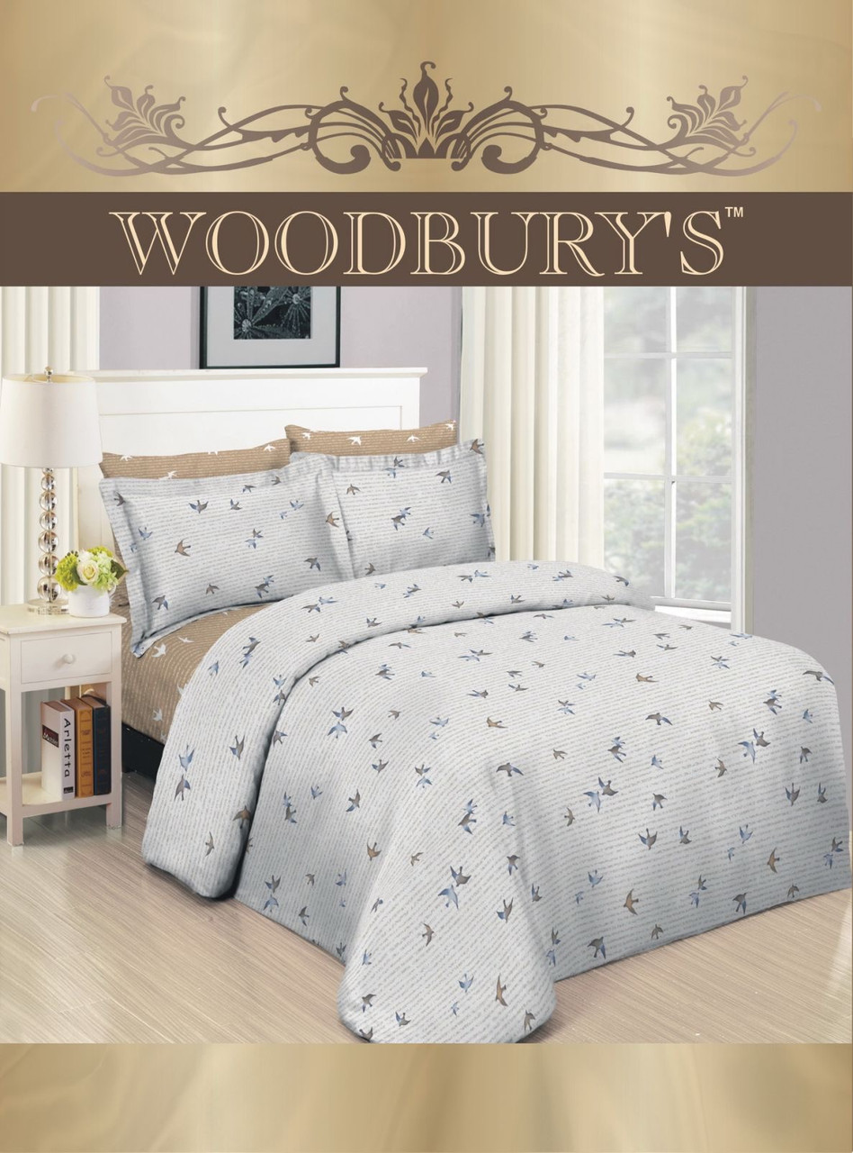 

Постельное белье двуспальное Woodbury's ранфорс Пакистан W2062 180х220 Бежево-белый