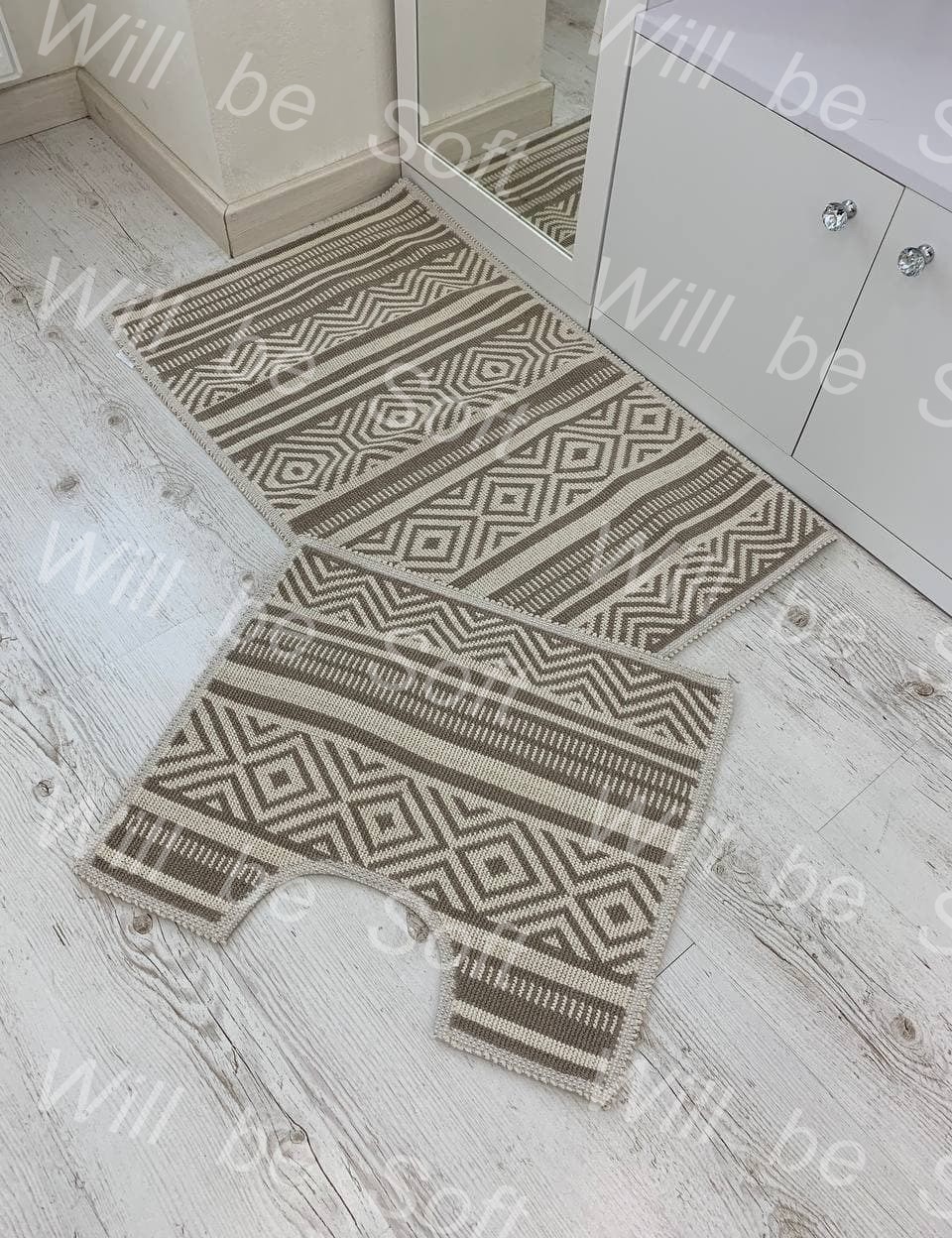 

Комплект ковриков для ванной комнаты Lavanta Home Узоры 60х100 и 60х50 см Коричневый 276
