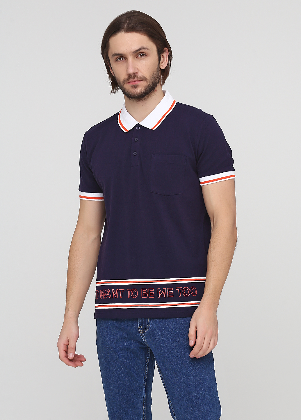 

Поло Nyden by H&M L Темно-синий 101255_бел_оранж_пол