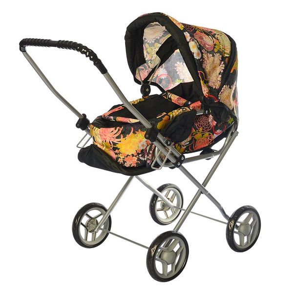 

Коляска для куклы Melogo 9391 (65 x 63 x 35 см) Черная с цветами