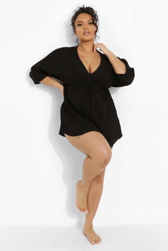 

Блуза - туника черная пляжная Boohoo 9130 52 (3XL)
