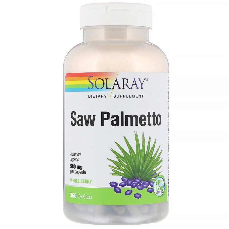 

Solaray Saw Palmetto Whole Berry 580 mg 360 капсул (4384303802)