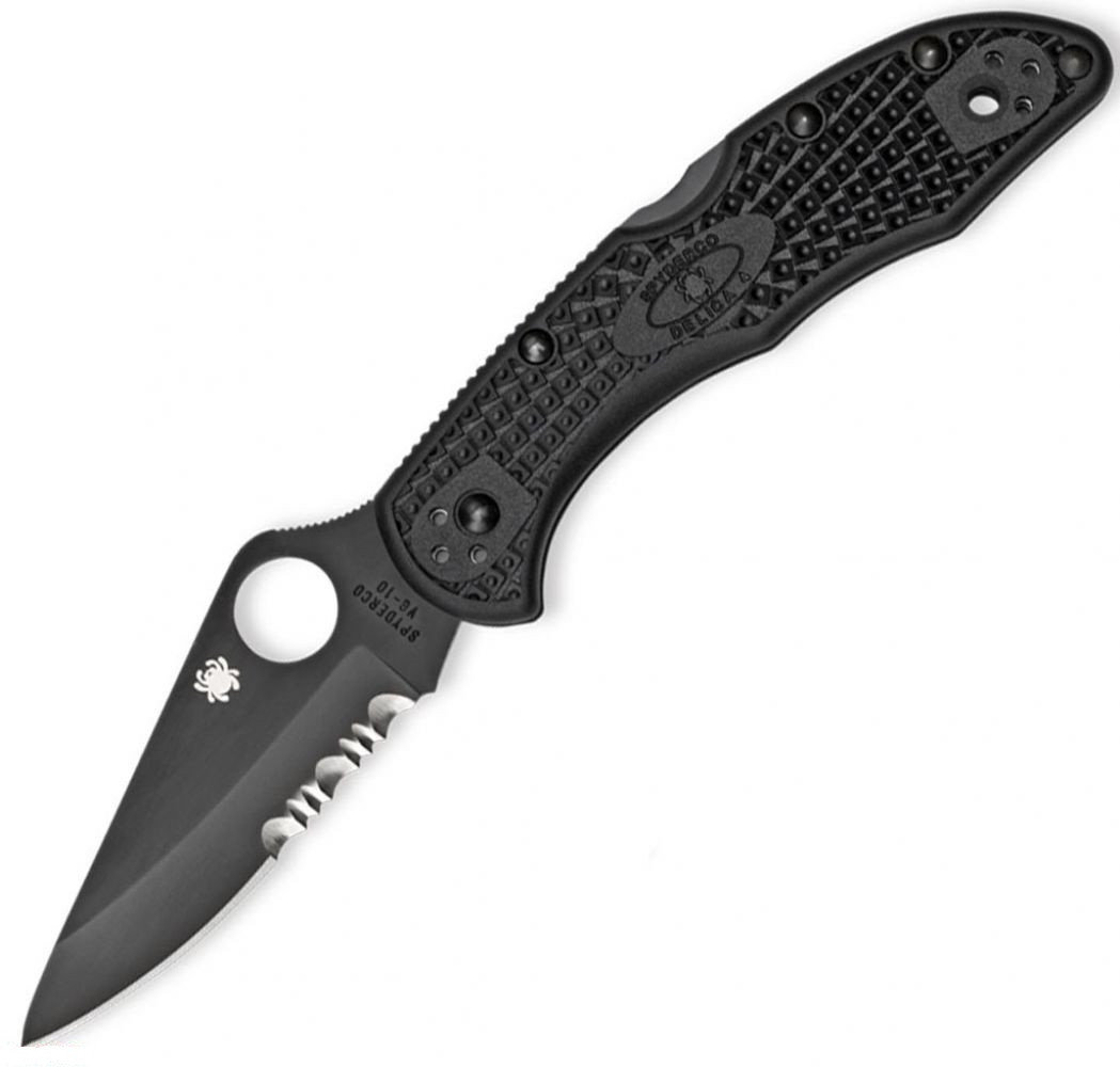 

Нож Spyderco Delica 4 Black Blade, полусеррейтор (87.01.36)