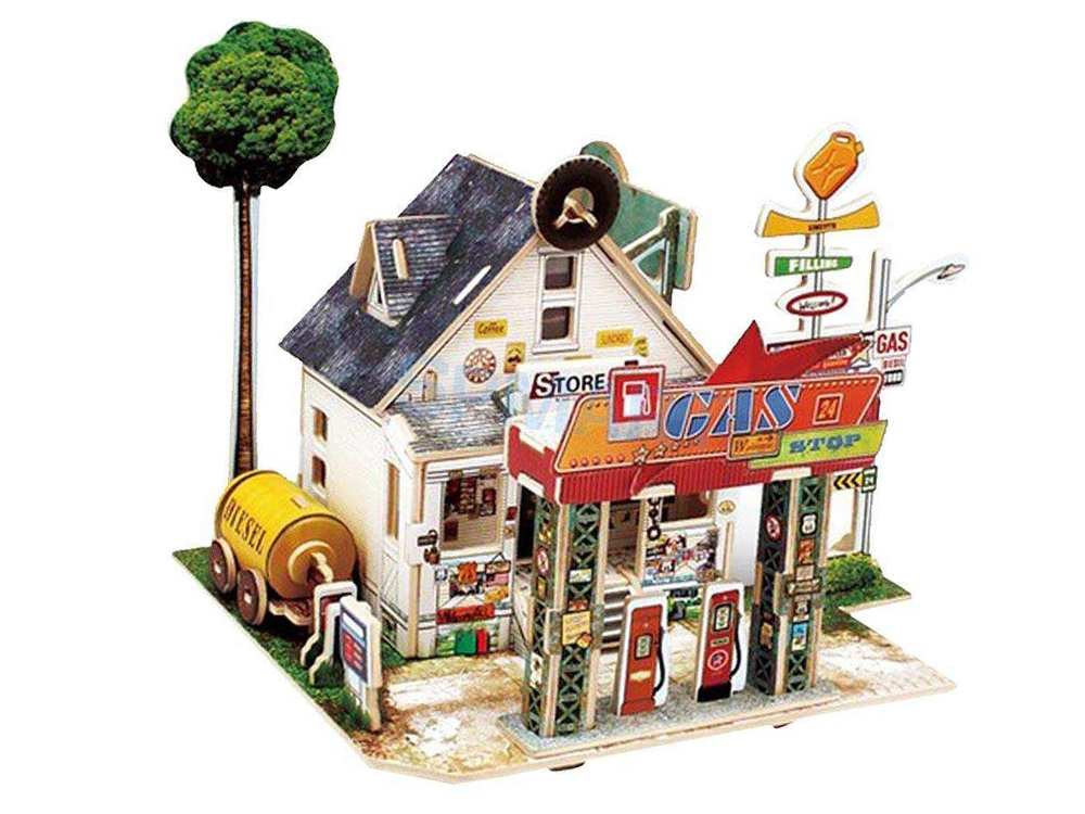 

Кукольный домик Diy 3D пазл Diy Деревянный Бензоколонка (1006-379-04)