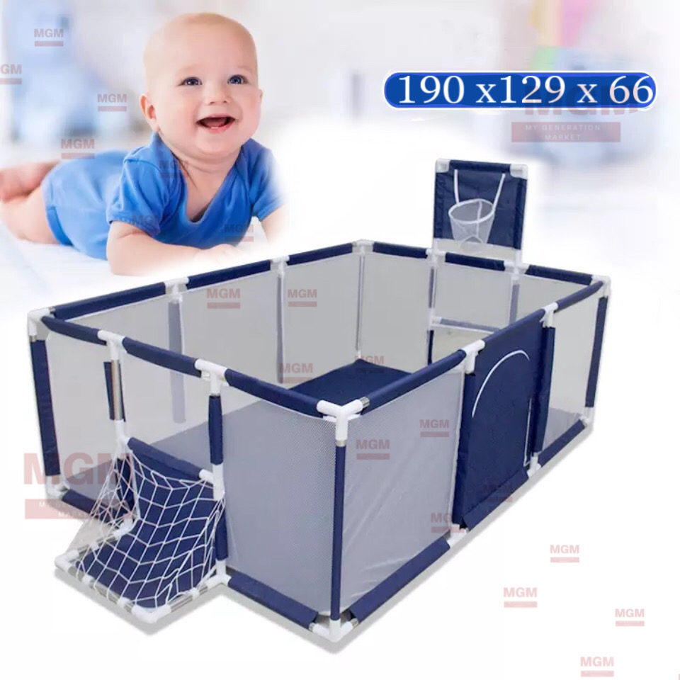 

Большой детский манеж для развития IMBABY - арена с забором для малышей для двоих - сухой бассейн для детских игр, для шаров или коврика Синий