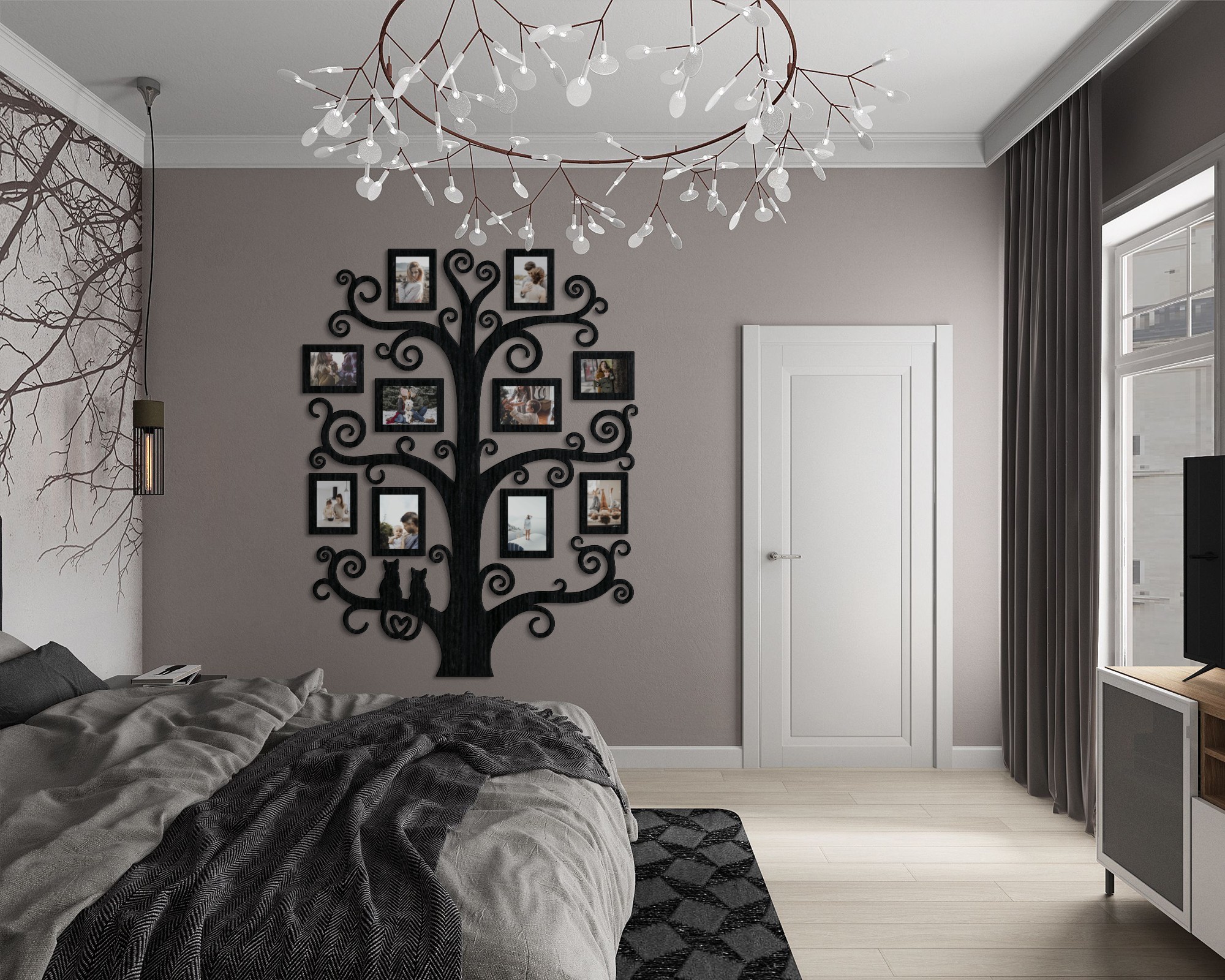 

Семейное дерево для фотографий 10 рамок LikeWood TwoCats L 156 × 200 см Черный