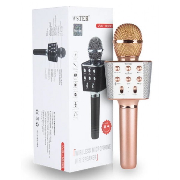 

Беспроводной bluetooth караоке-микрофон Wster WS1688 bluetooth, розовый