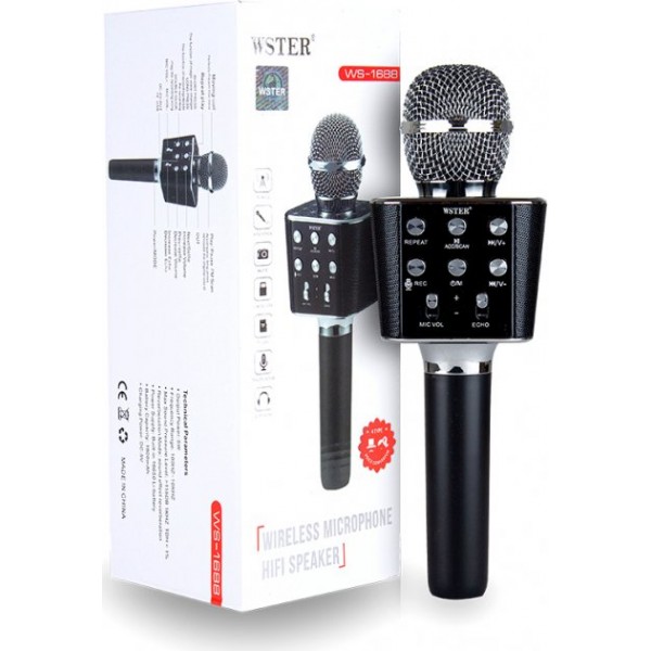 

Беспроводной bluetooth караоке-микрофон Wster WS1688 bluetooth, черный