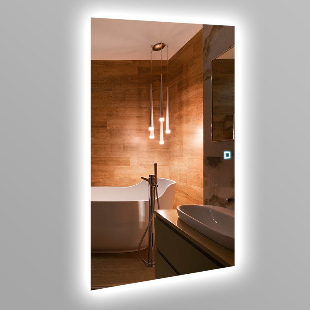Зеркало с подсветкой в ванную с сенсорным выключателем фото