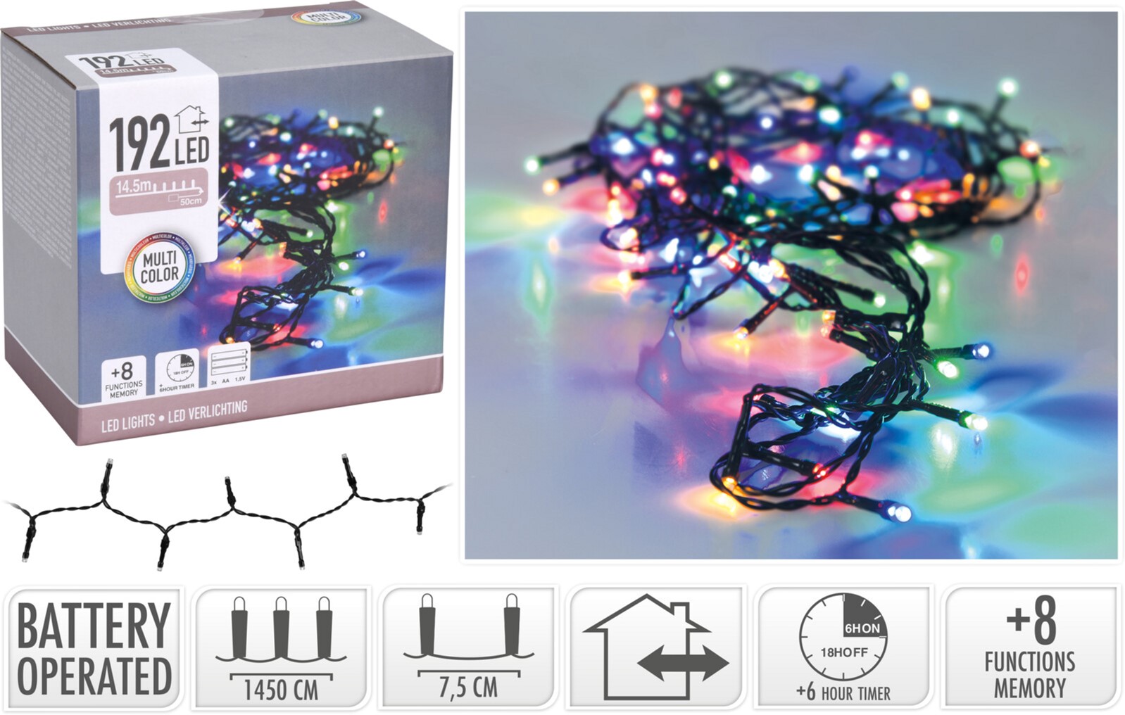 

Гирлянда Christmas Decoration на 192 светодиодных разноцветных лампочек 15 м (AX8415430)
