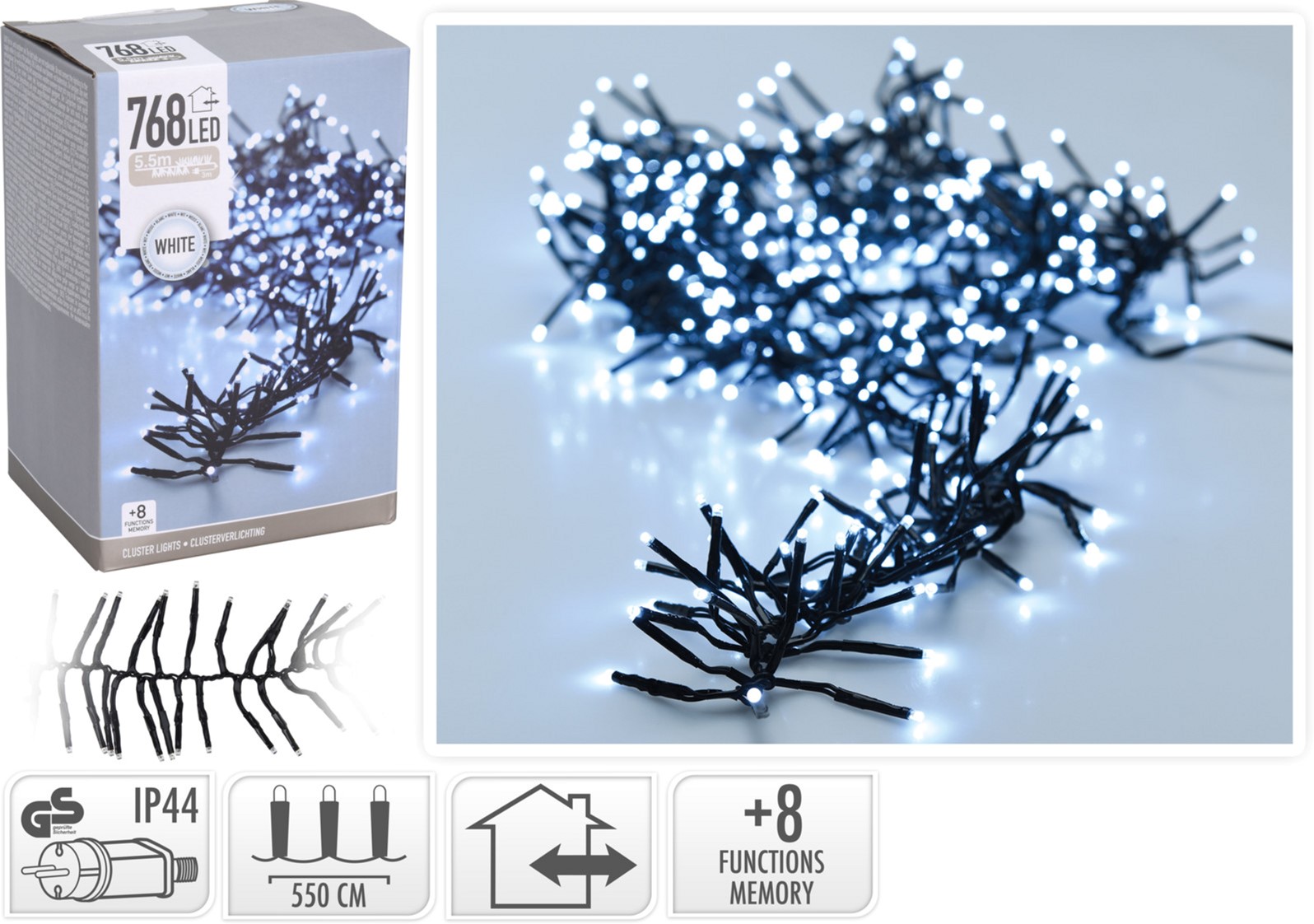 

Гирлянда Christmas Decoration 768 светодиодных лампочек холодного белого цвета 8.6 м (AX9502030)