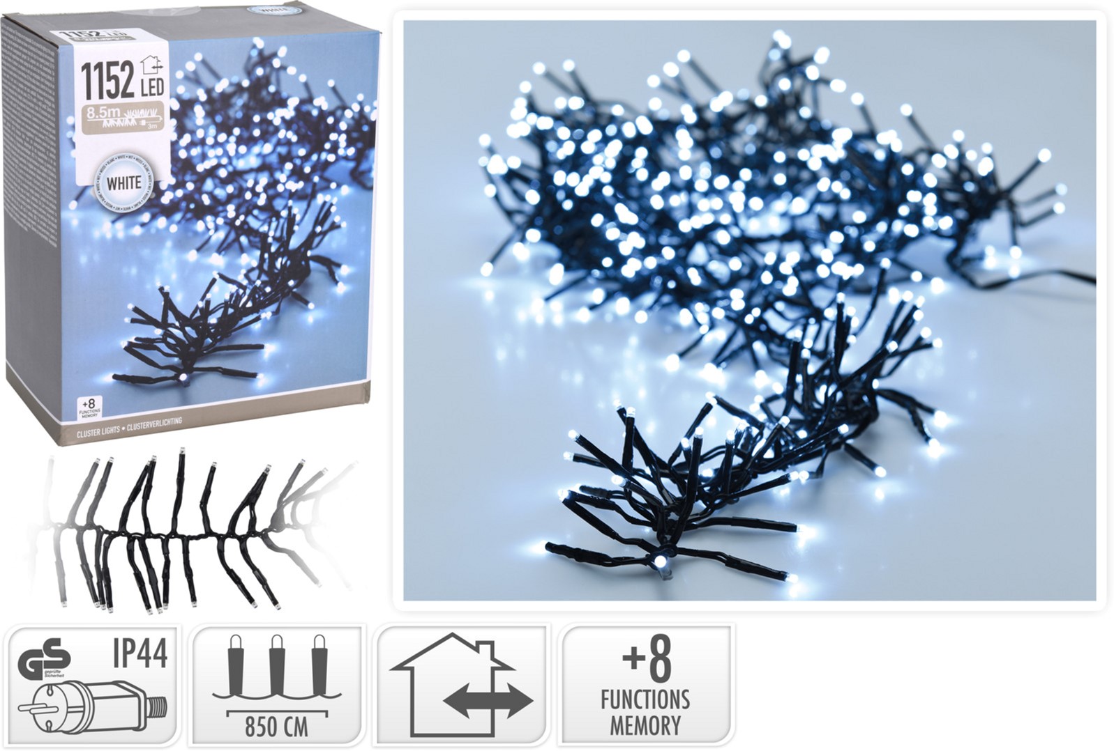 

Гирлянда Christmas Decoration 1152 светодиодных лампочки холодного белого цвета 11.4 м (AX9502040)