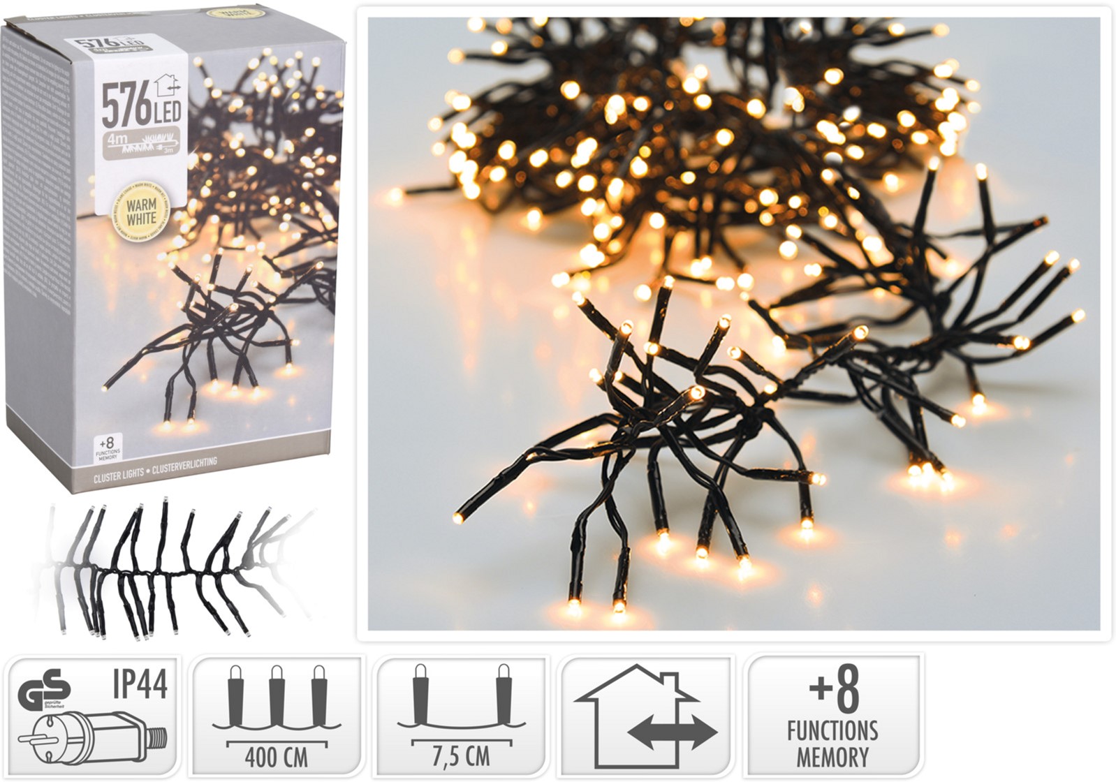 

Гирлянда Christmas Decoration 576 LED ламп теплый белый цвет 7.2 м (AX9502220)