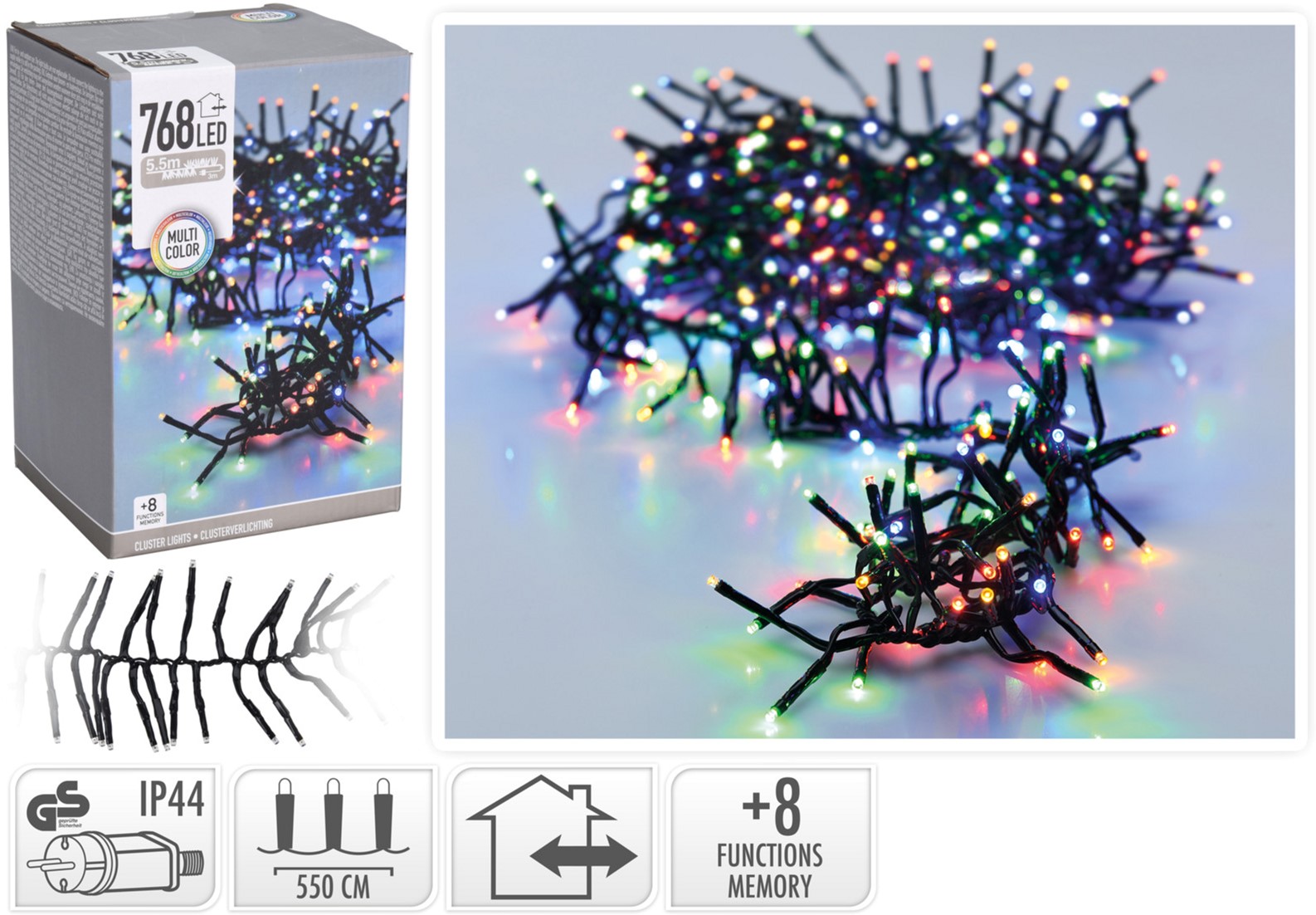 

Гирлянда Christmas Decoration 768 светодиодных лампочки разного цвета 8.6 м (AX9502430)