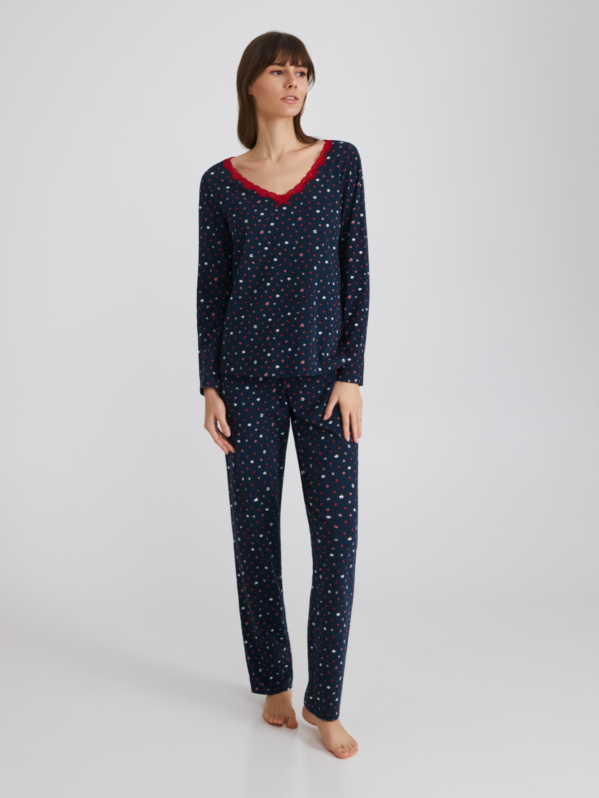 

Пижама женская Ellen Fleur LPK 0280/01/01 синий в цветочек XXL