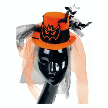 

Шляпка Леди Bat с фатой Halloween 17-804BLK-OR