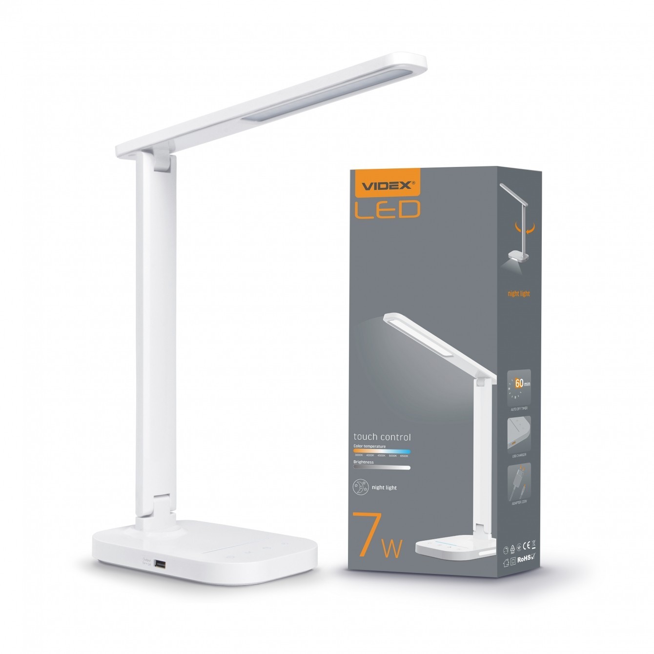 

LED настільна лампа VIDEX TF12W 7W 3000-6500K