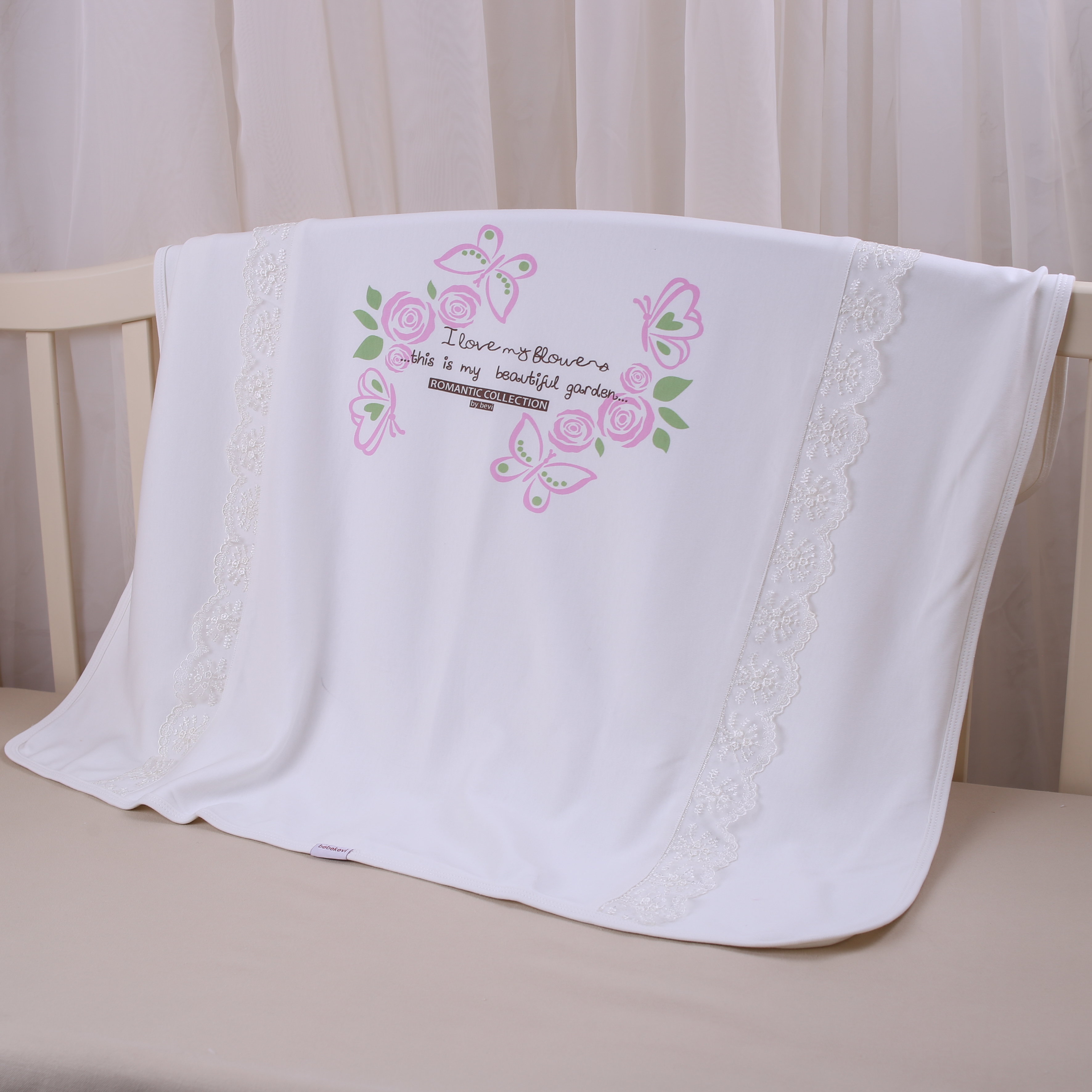 

Ковдра "Роматік" Молочний/рожевий Інтерлок 27688328 Bebekevi Туреччина 85*90 см