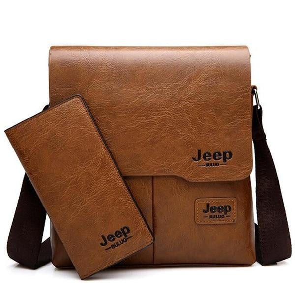 

Мужская брендовая кожаная сумка через плечо + кошелек Jeep Buluo