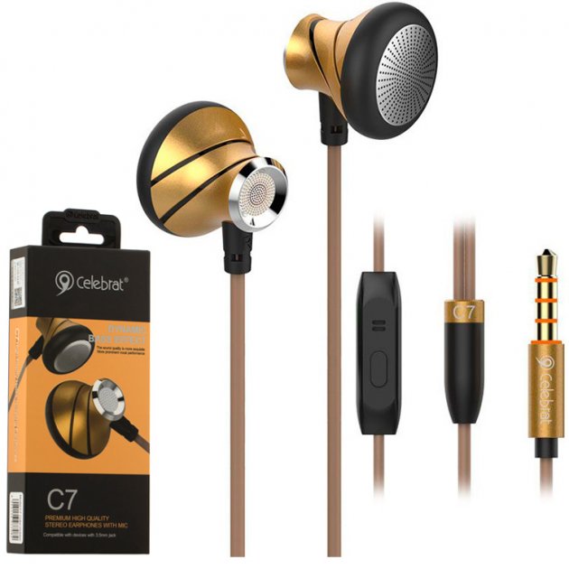 

Наушники с микрофоном для телефона Celebrat C7 Gold (С-102032)
