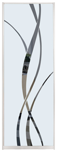 

Дверь (раздвижная система ) пескоструй Лиана на матовом зеркале рисунок 8 к шкафу-купе 55 x 205 см